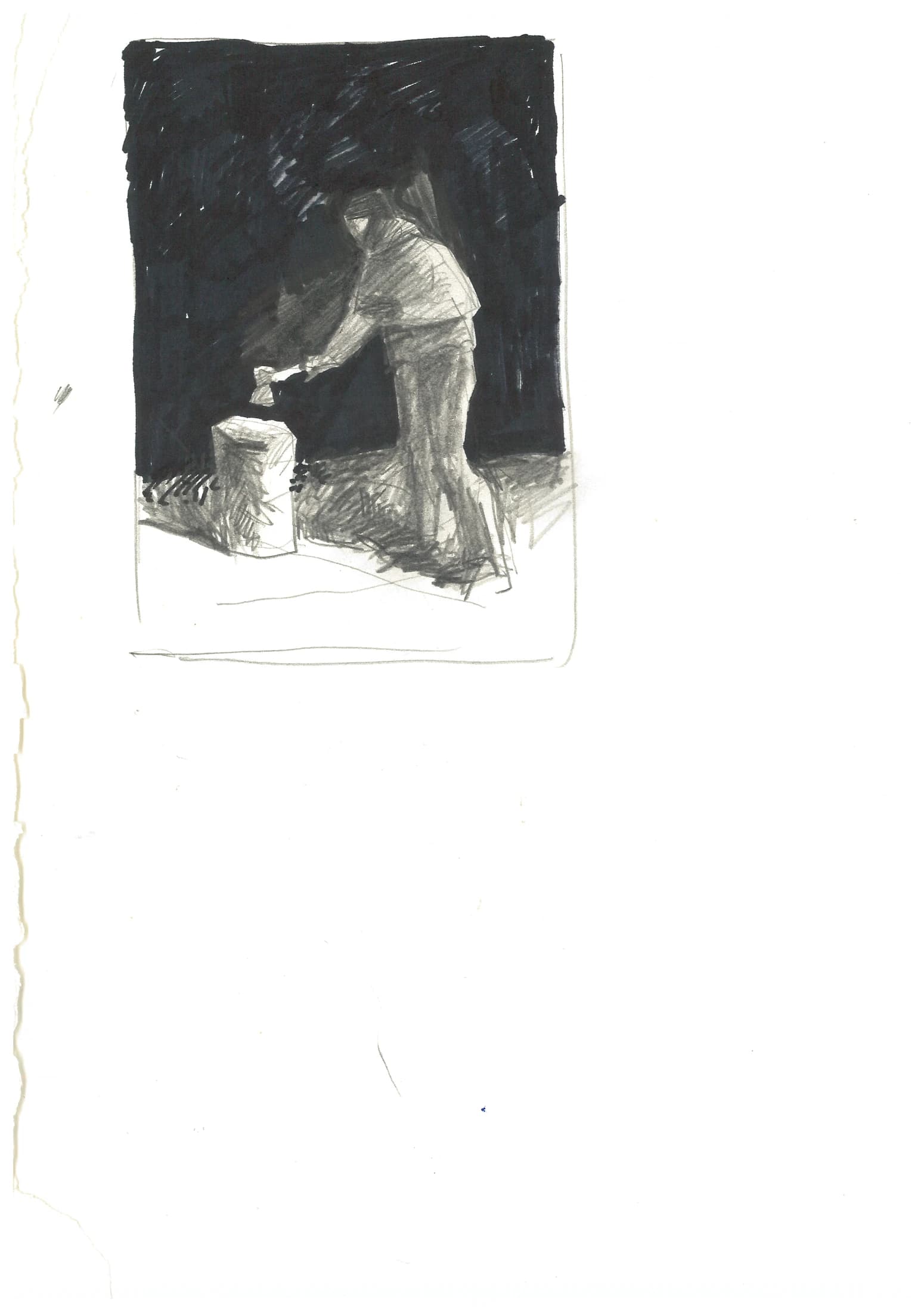 Figure beside a Cube