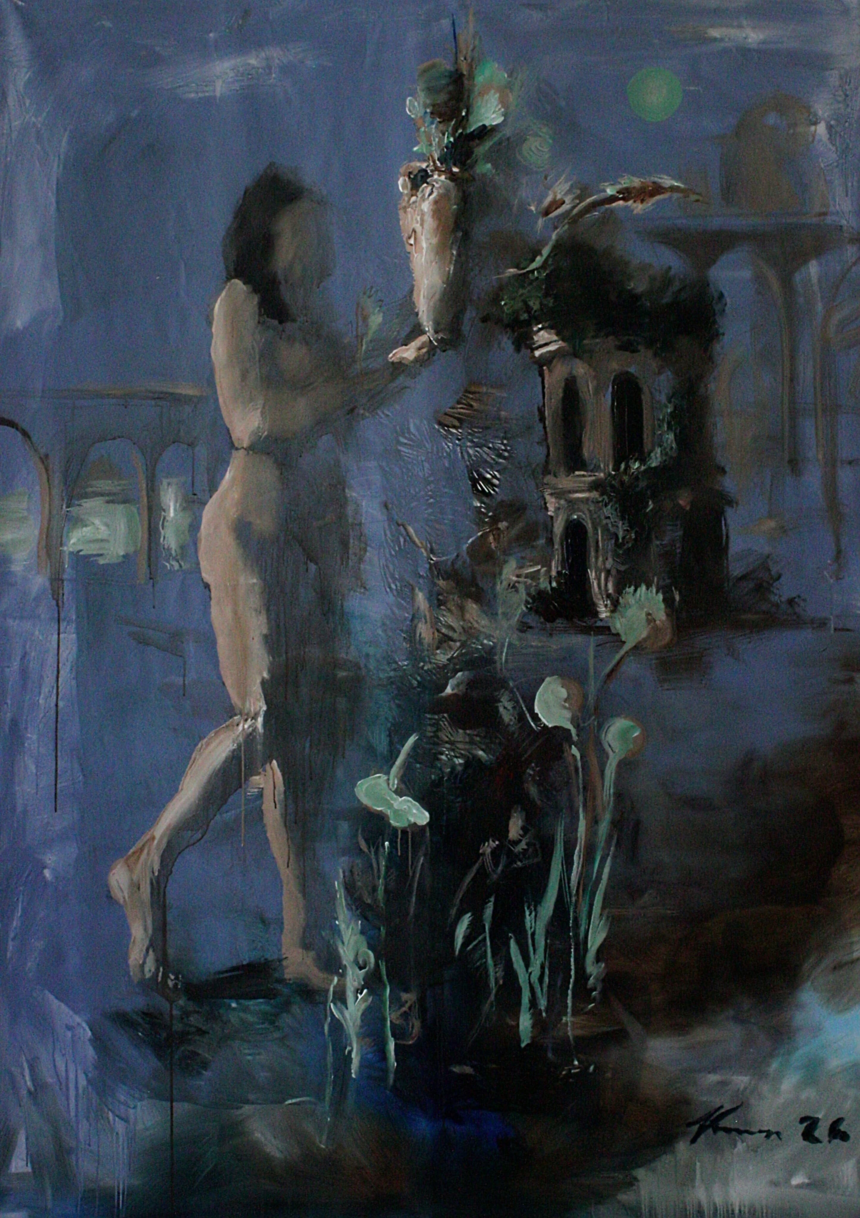 Figure Beside Arch Ruins