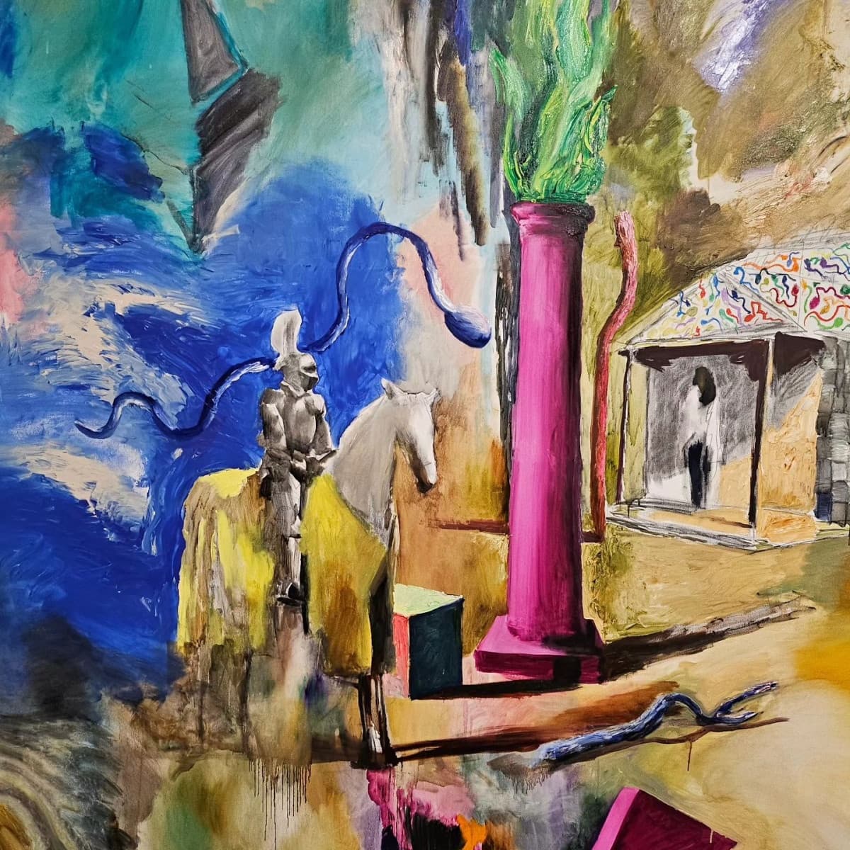 Knight Beside Magenta Column